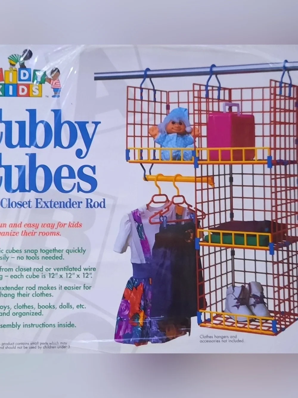 Vintage 90s Tidy Kids Cubby Cubes Modular Closet System Red Yellow Blue